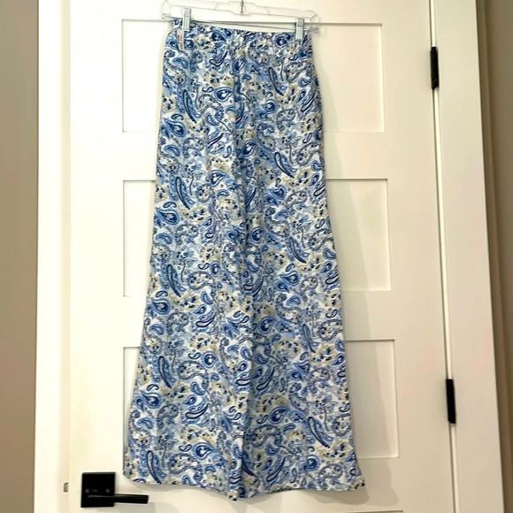 Midnight Sky Pants - NWT Wide Leg Cotton Blend Lightweight Summer Blue Paisley Beach Pants